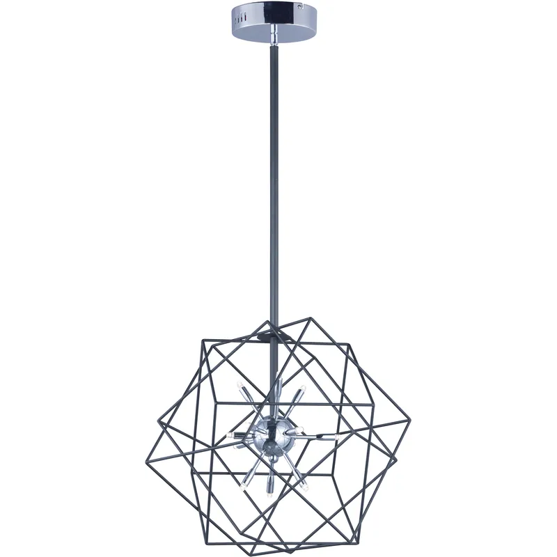 Secure Checkout Rubic LED LED 20.5 inch Black and Polished Chrome Single Pendant Ceiling Light