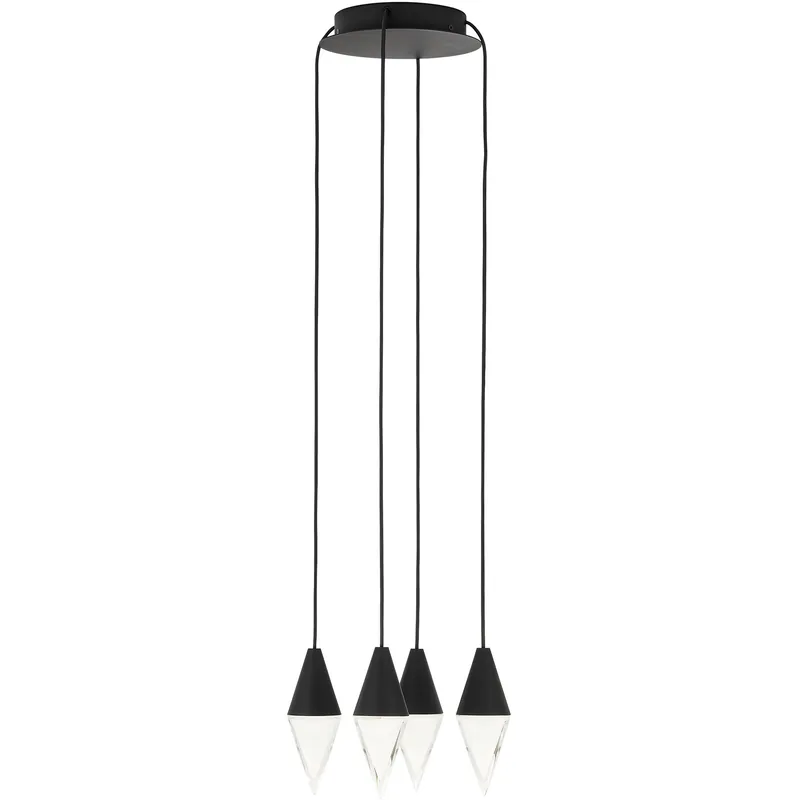 Direct From Factory Sean Lavin Turret LED Nightshade Black Chandelier Ceiling Light, Integrated LED