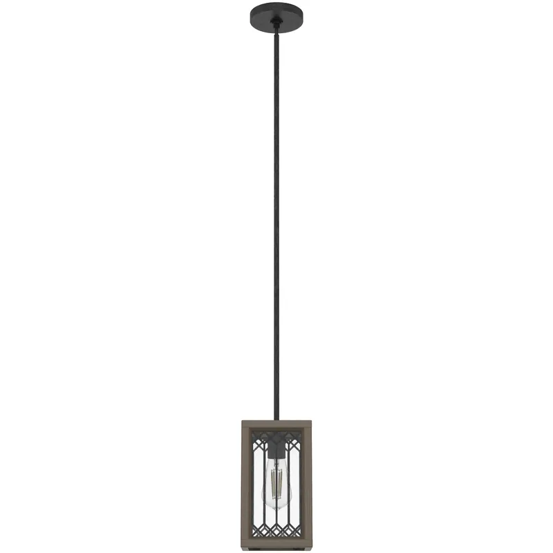 Warranty Included Chevron 1 Light 6 inch Rustic Iron and French Oak Mini Pendant Ceiling Light