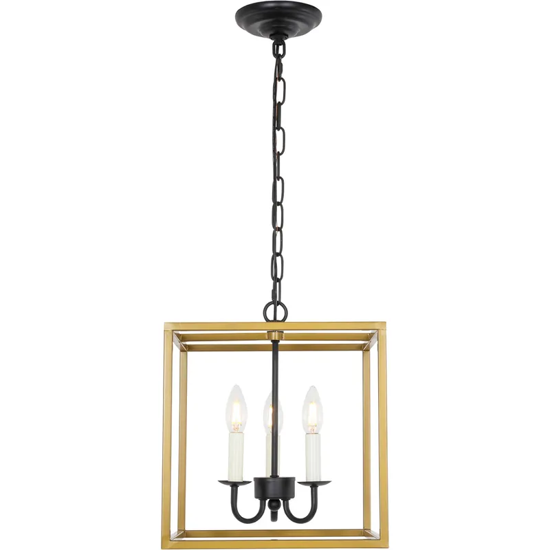 Authentic Oyster Bay 3 Light 12 inch Brass and Black Pendant Ceiling Light