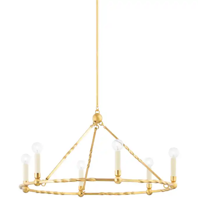 Buy Online Josephine 6 Light 31 inch Vintage Gold Leaf Chandelier Ceiling Light