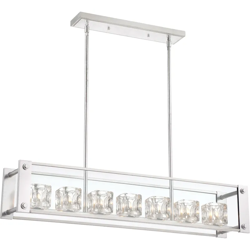 Cheap Cavern 7 Light 7 inch Silver Leaf with Clear Crystal Chandelier Ceiling Light