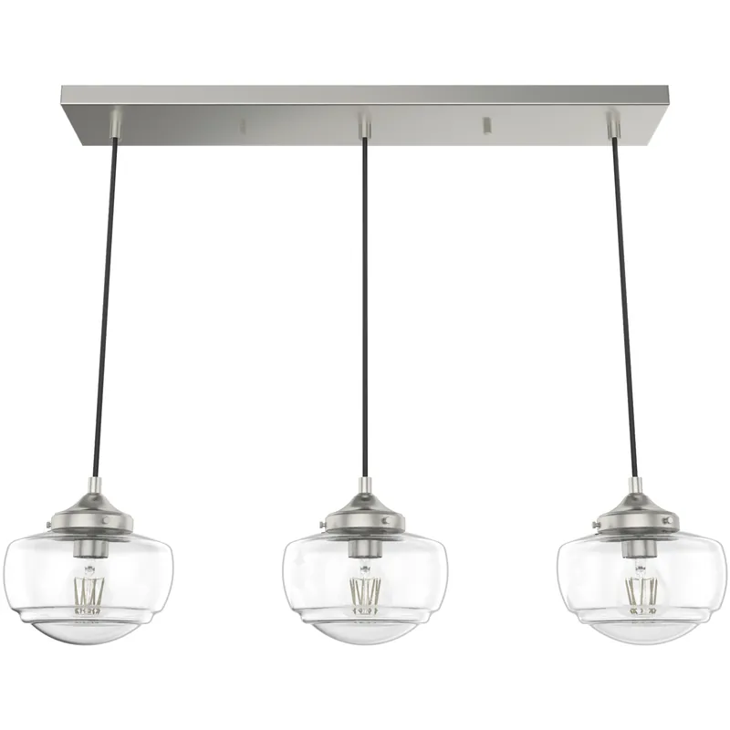 Saddle Creek 3 Light 32 inch Brushed Nickel Linear Pendant Ceiling Light Markdown