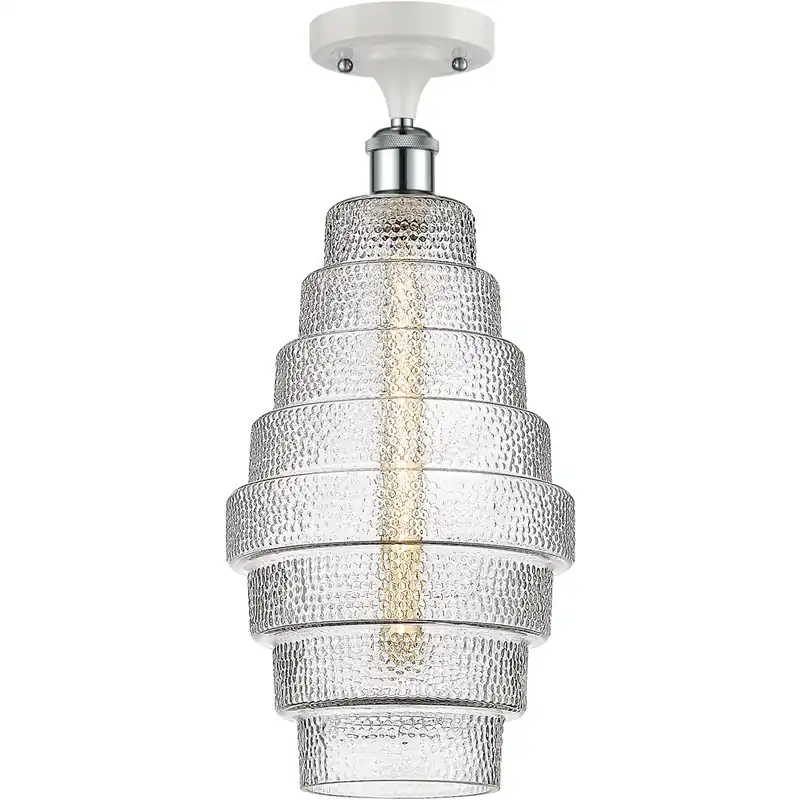 Ballston Cascade LED 8.25 inch White and Polished Chrome Semi-Flush Mount Ceiling Light in Clear Glass Special Offer