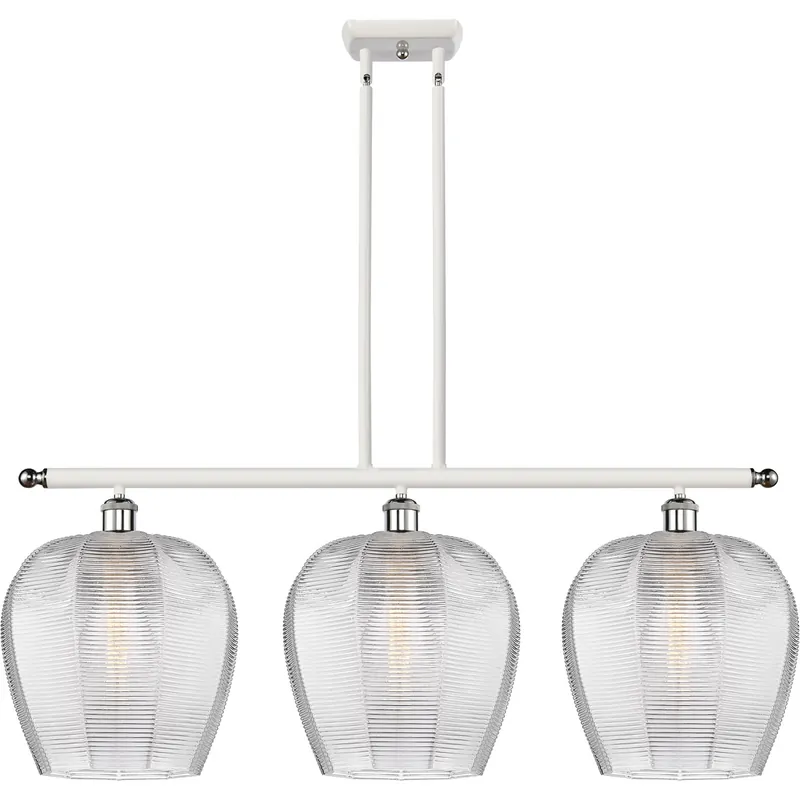Ballston Norfolk LED 38 inch White and Polished Chrome Island Light Ceiling Light in Clear Glass Exclusive