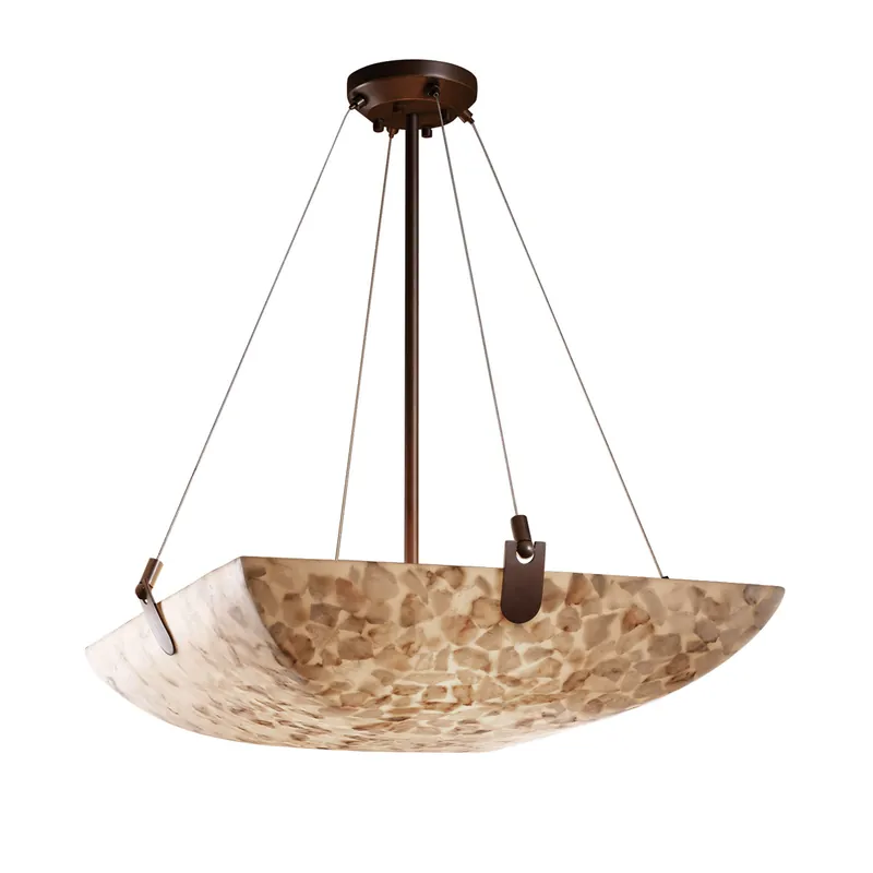 Bulk Order Alabaster Rocks LED 27 inch Brushed Nickel Pendant Ceiling Light in 5000 Lm LED, Square Bowl