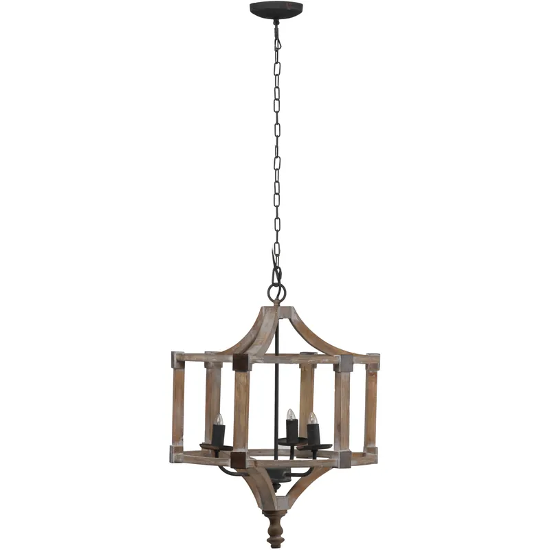 Andreas 3 Light 20.1 inch Antique Wood Pendant Ceiling Light Direct From Factory