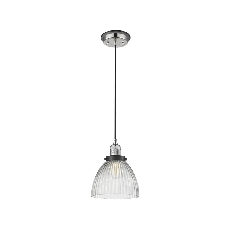 Low Price Franklin Restoration Seneca Falls 1 Light 9.5 inch Polished Nickel/Matte Black Pendant Ceiling Light