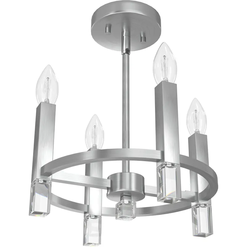 Seasonal Sale Sunjai 4 Light 12 inch Brushed Nickel Semi-Flush Mount Ceiling Light