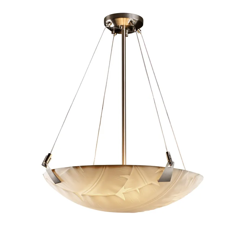 Porcelina LED 27 inch Brushed Nickel Pendant Ceiling Light in 5000 Lm LED, Waves, Round Bowl, Tapered Clips Fan Favorite