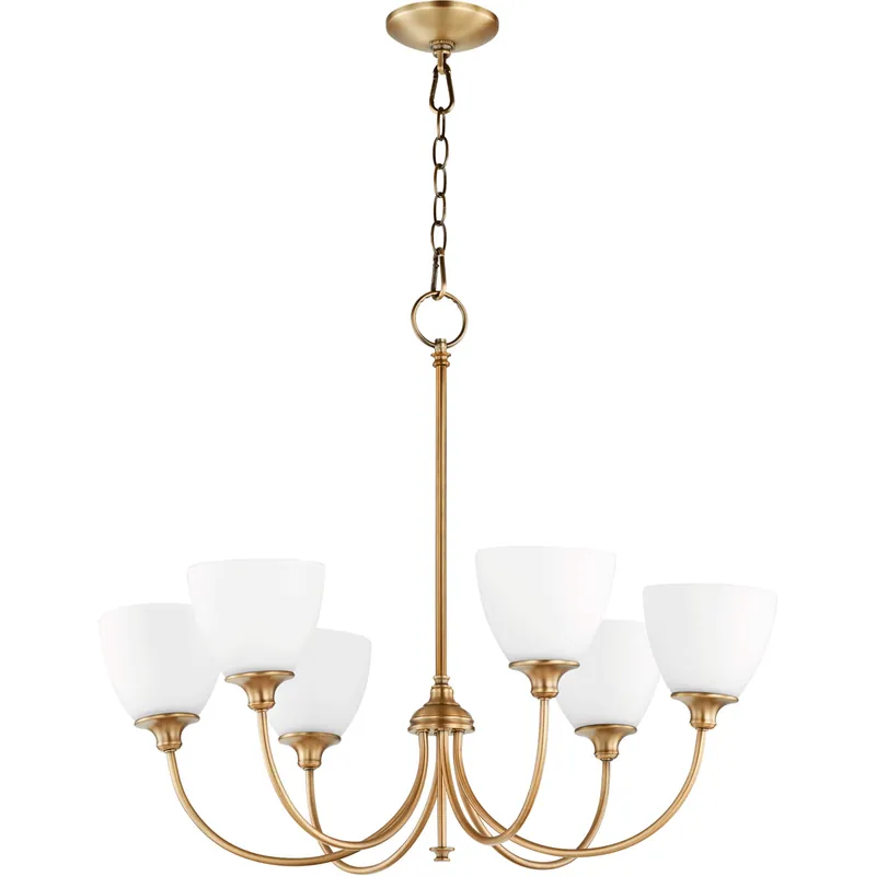 Final Sale Celeste 6 Light 28 inch Aged Brass Chandelier Ceiling Light, Satin Opal