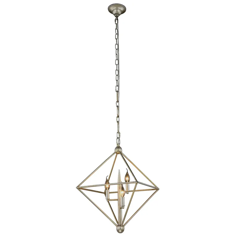 Certified Nora 3 Light 22 inch Vintage Silver Leaf Pendant Ceiling Light, Urban Classic