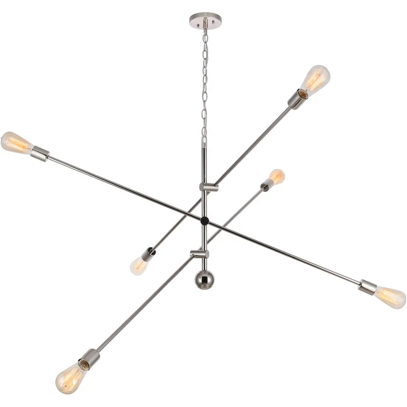 Trusted Brand Newtown 6 Light 55 inch Polished Nickel Pendant Ceiling Light