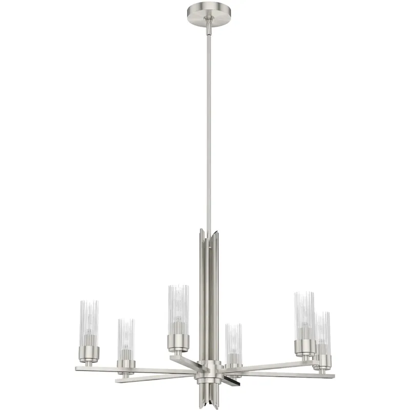 Gatz 6 Light 28 inch Brushed Nickel Chandelier Ceiling Light Professional Grade
