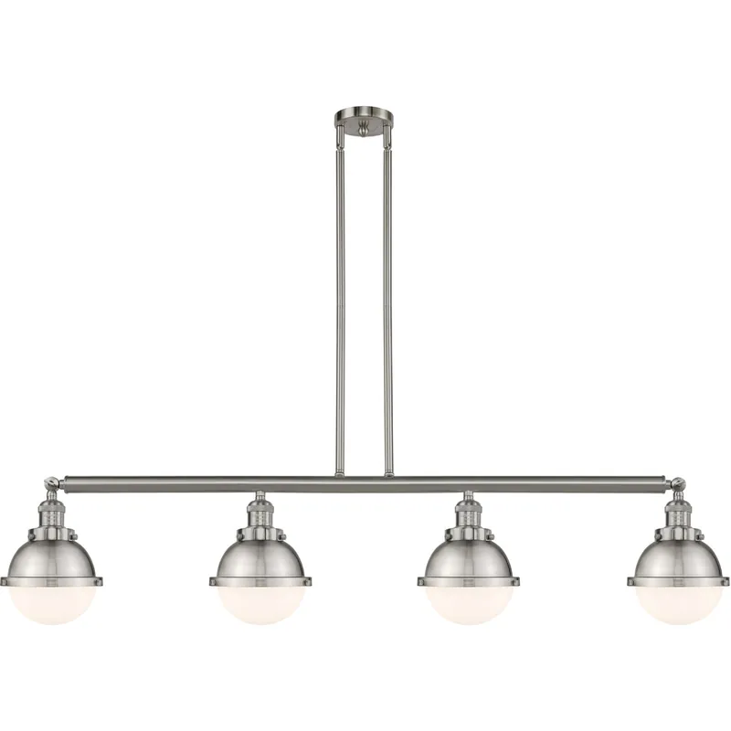 Franklin Restoration Hampden 4 Light 51.88 inch Brushed Satin Nickel Island Light Ceiling Light in Matte White Glass Hot Picks