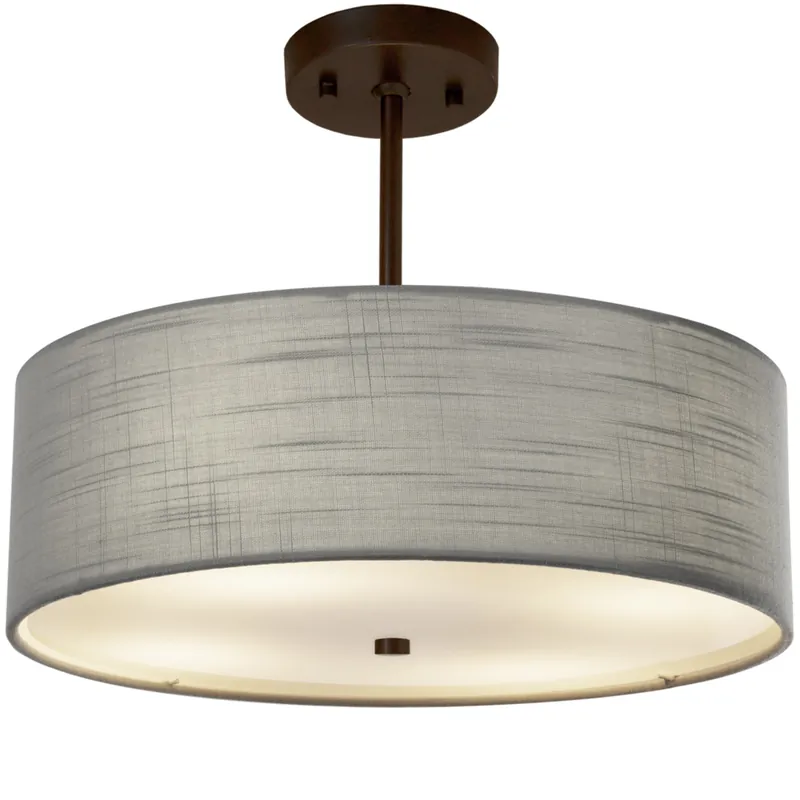 Must Have Textile LED 18 inch Dark Bronze Pendant Ceiling Light