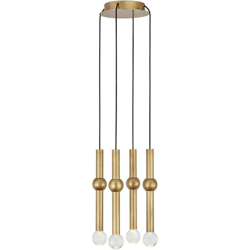 Fast Shipping Sean Lavin Guyed LED Natural Brass Chandelier Ceiling Light, Integrated LED