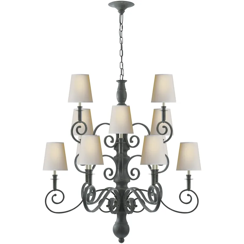 Thomas O'Brien Lillie Road 12 Light 38 inch Dark Green Chandelier Ceiling Light, Medium Fan Favorite