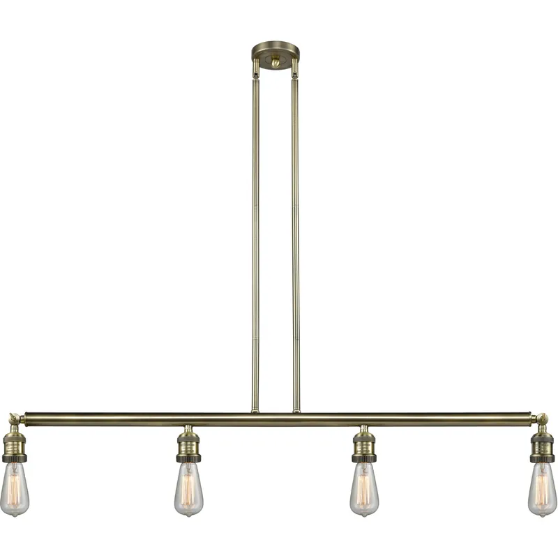 Franklin Restoration Bare Bulb 4 Light 48 inch Antique Brass Island Light Ceiling Light, Franklin Restoration New Release