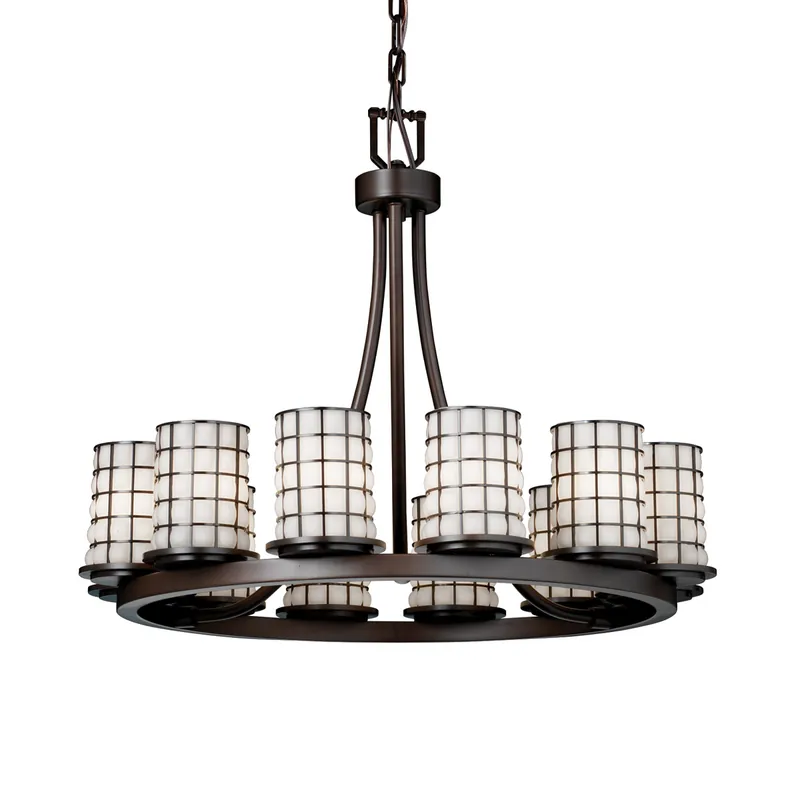 Wire Glass 12 Light 28 inch Dark Bronze Chandelier Ceiling Light in Swirl with Clear Bubbles, 8400 Lm LED Top Rated