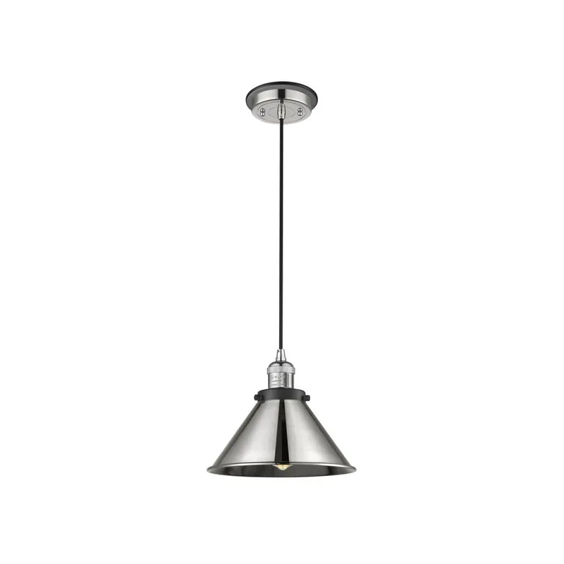 Trending Franklin Restoration Briarcliff 1 Light 10 inch Polished Nickel/Matte Black Mini Pendant Ceiling Light