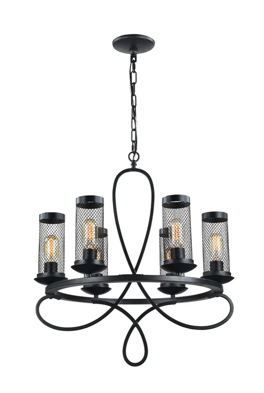 Free Delivery Kenosha 6 Light 23.25 inch Rustic Black Chandelier Ceiling Light