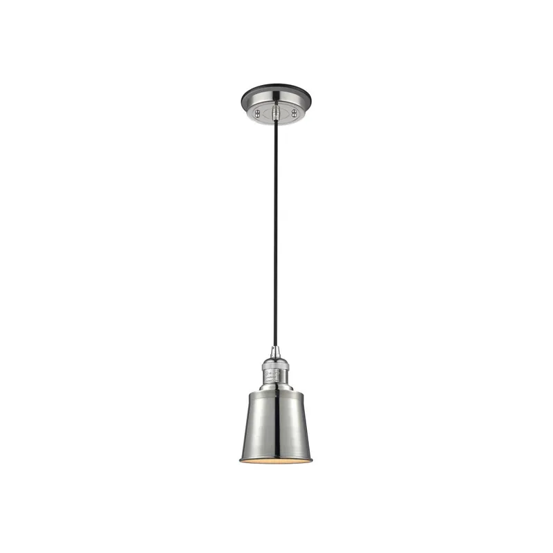 Best Price Franklin Restoration Addison 1 Light 5 inch Polished Nickel/Matte Black Mini Pendant Ceiling Light