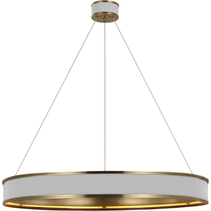 Hot Picks Visual Comfort Signature Collection Chapman & Myers Connery LED 40 inch Matte White and Antique-Burnished Brass Ring Chandelier Ceiling Light CHC1616WHT/AB - Open Box