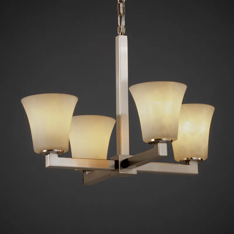 Shop Now Clouds 4 Light Brushed Nickel Chandelier Ceiling Light in Round Flared, Incandescent