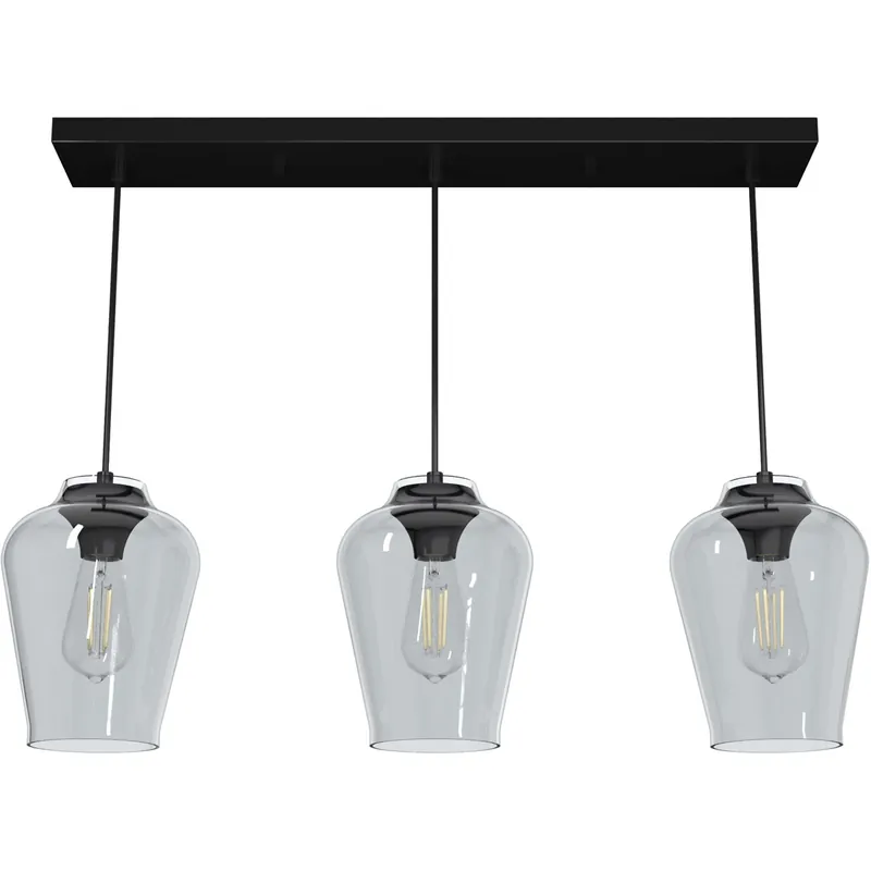 Seasonal Sale Vidria 3 Light 7 inch Matte Black Linear Cluster Pendant Ceiling Light
