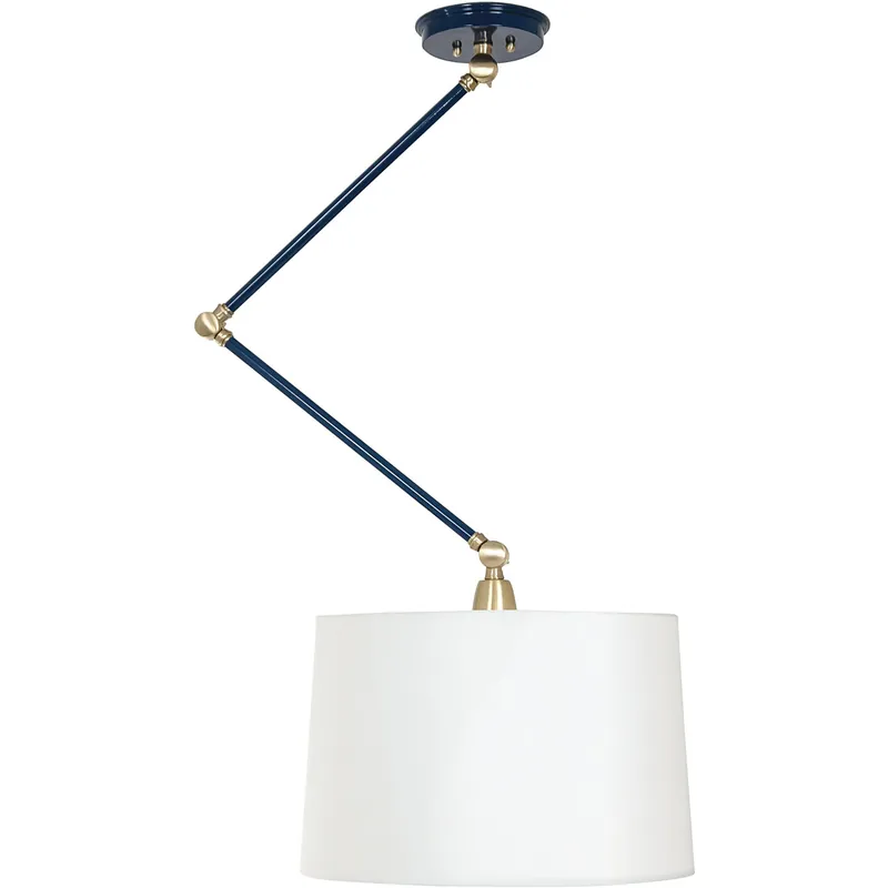 New Release Uptown 1 Light Navy Blue and Satin Brass Adjustable Pendant Ceiling Light