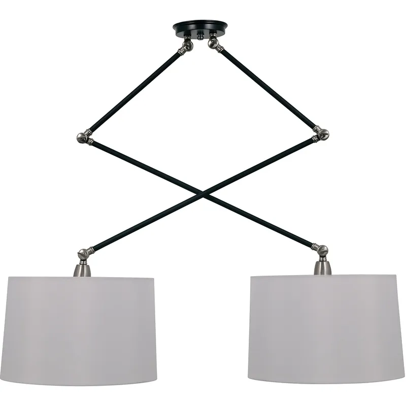 Handmade Uptown 2 Light Black and Satin Nickel Double Adjustable Pendant Ceiling Light