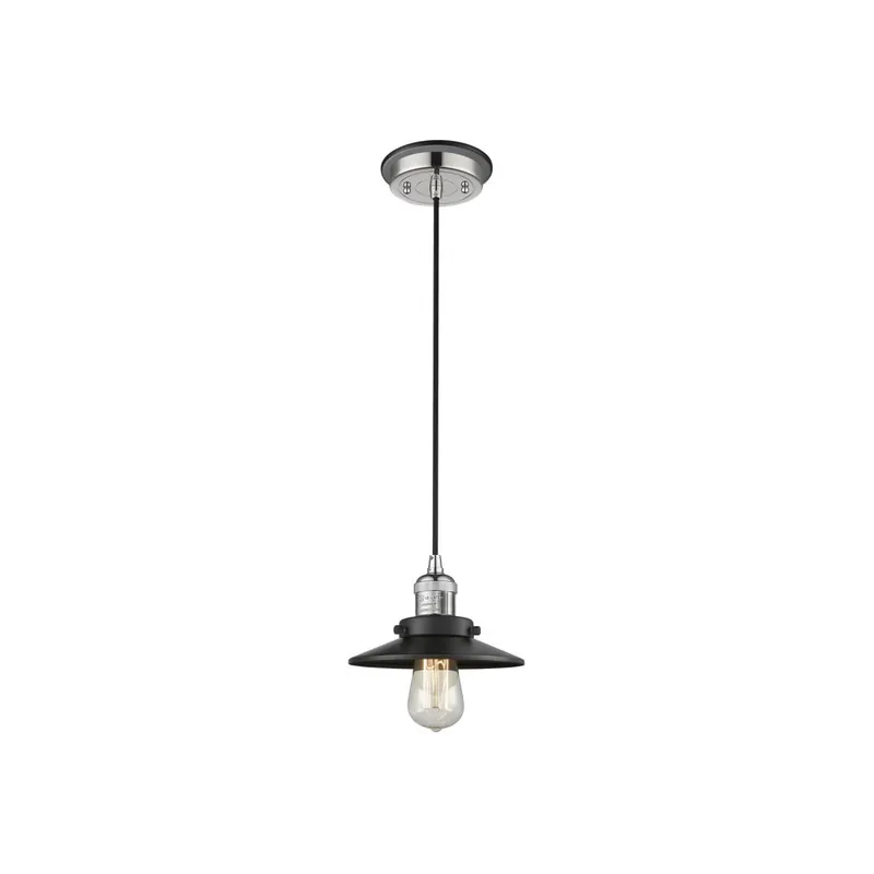 Franklin Restoration Railroad 1 Light 8 inch Polished Nickel/Matte Black Mini Pendant Ceiling Light Save Now
