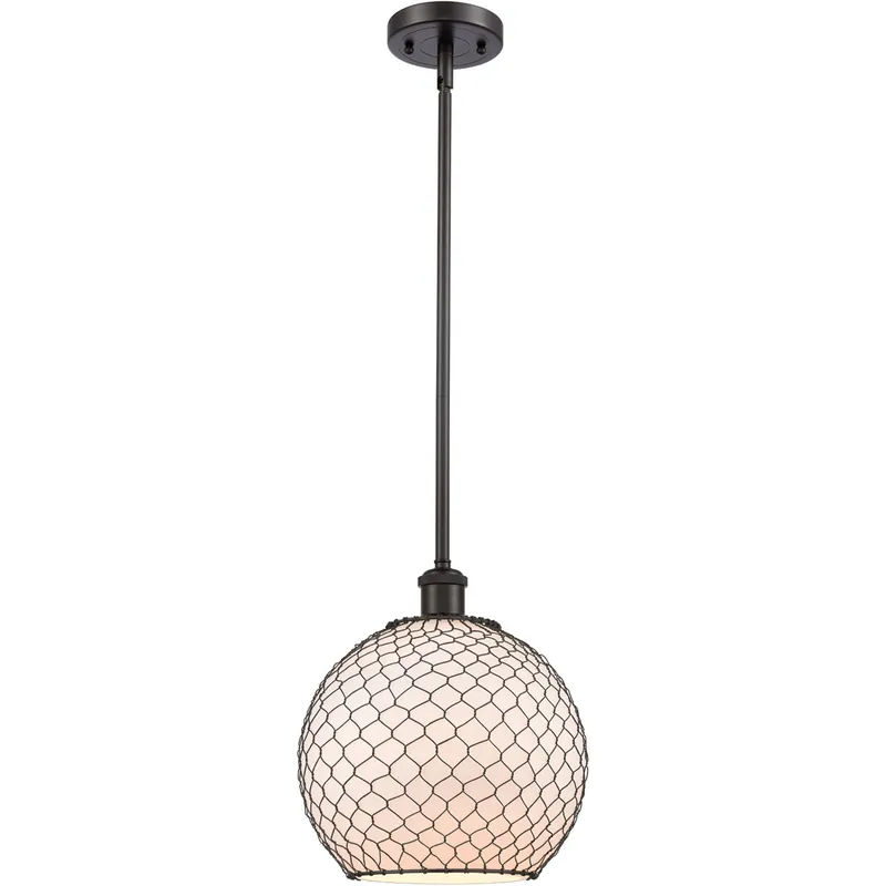 Fan Favorite Ballston Large Farmhouse Chicken Wire LED 10 inch Oil Rubbed Bronze Pendant Ceiling Light, Ballston
