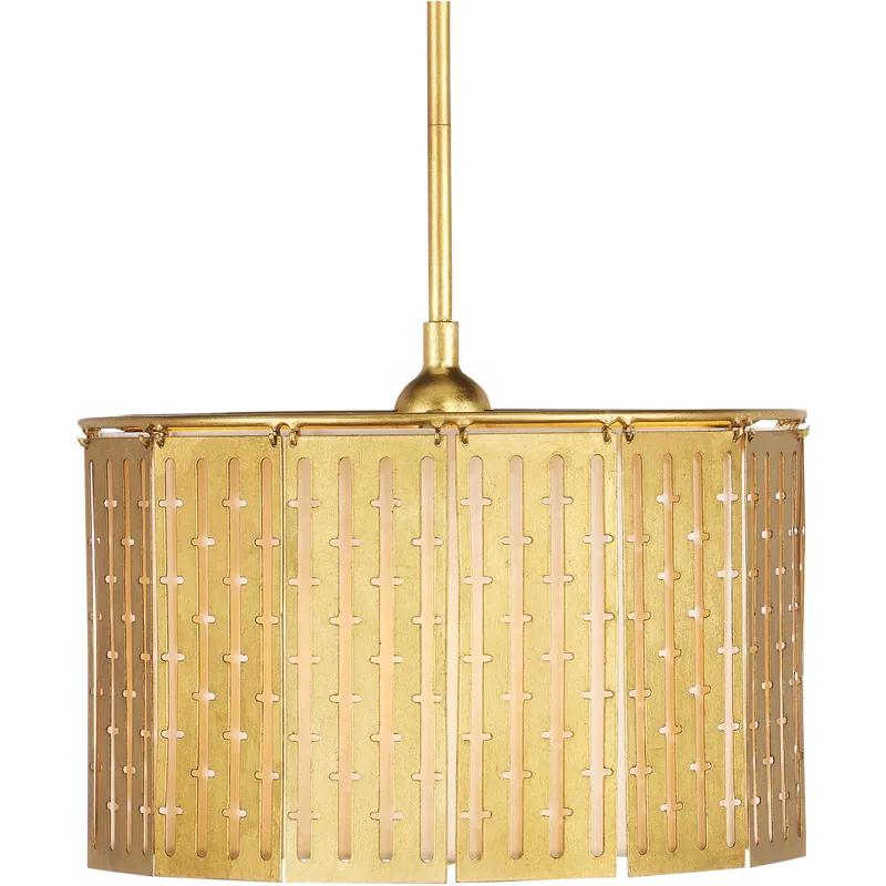 Deal St. Albans 3 Light 15 inch Contemporary Gold Leaf Pendant Ceiling Light