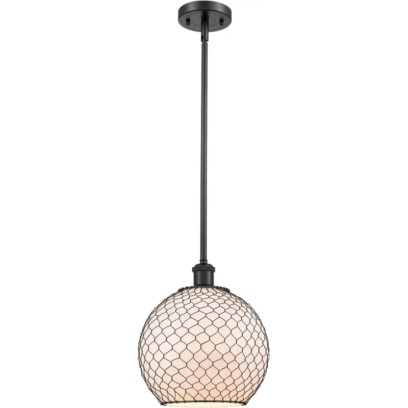 Ballston Large Farmhouse Chicken Wire LED 10 inch Matte Black Pendant Ceiling Light, Ballston Premium