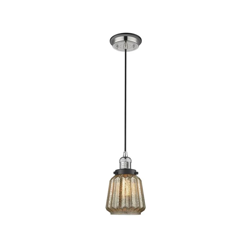 Money Back Guarantee Franklin Restoration Chatham 1 Light 6 inch Polished Nickel/Matte Black Mini Pendant Ceiling Light in Mercury Glass