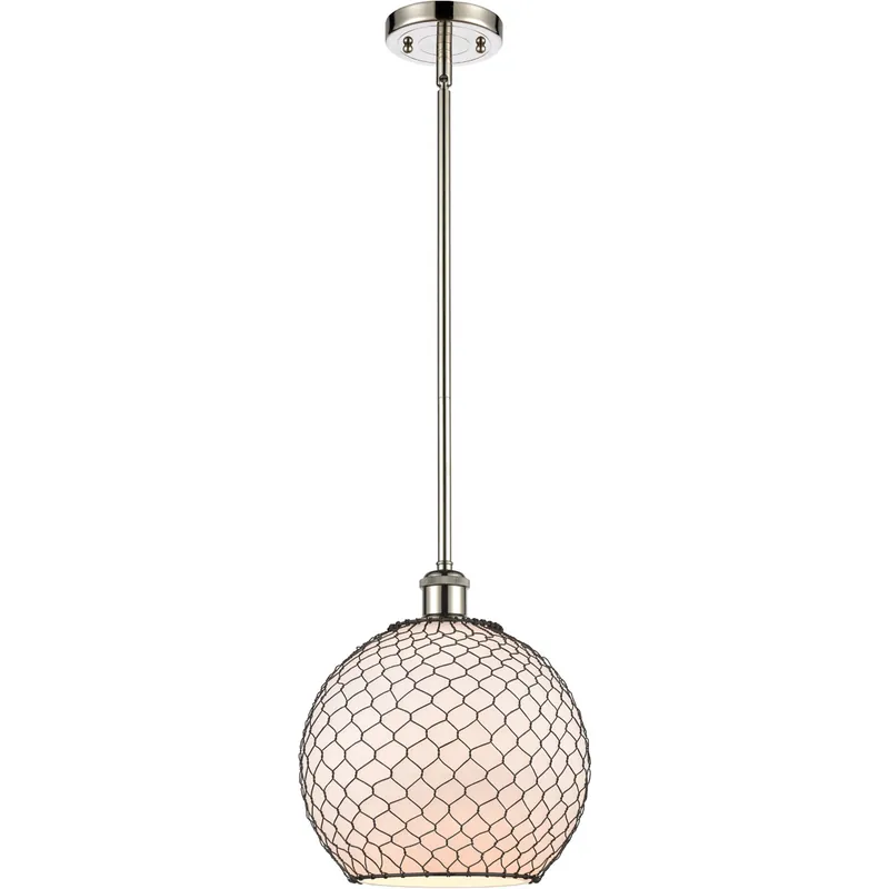 Ballston Large Farmhouse Chicken Wire 1 Light 10 inch Polished Nickel Pendant Ceiling Light, Ballston Place Order