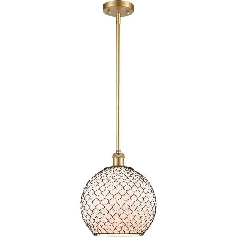 Ballston Large Farmhouse Chicken Wire LED 10 inch Satin Gold Pendant Ceiling Light, Ballston Viral