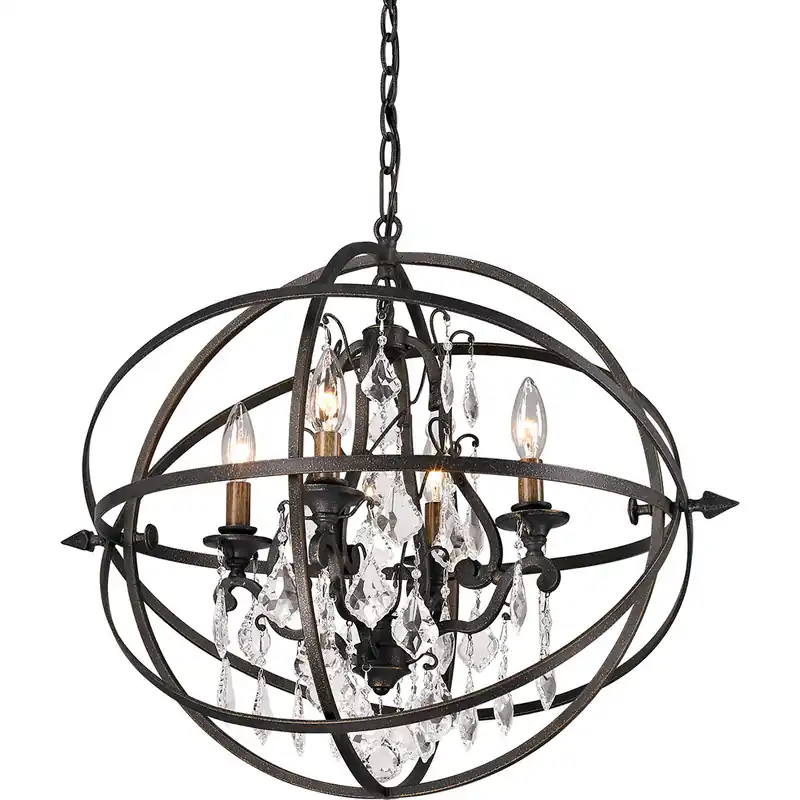Worldwide Shipping Byron 4 Light 20 inch Vintage Bronze Chandelier Ceiling Light