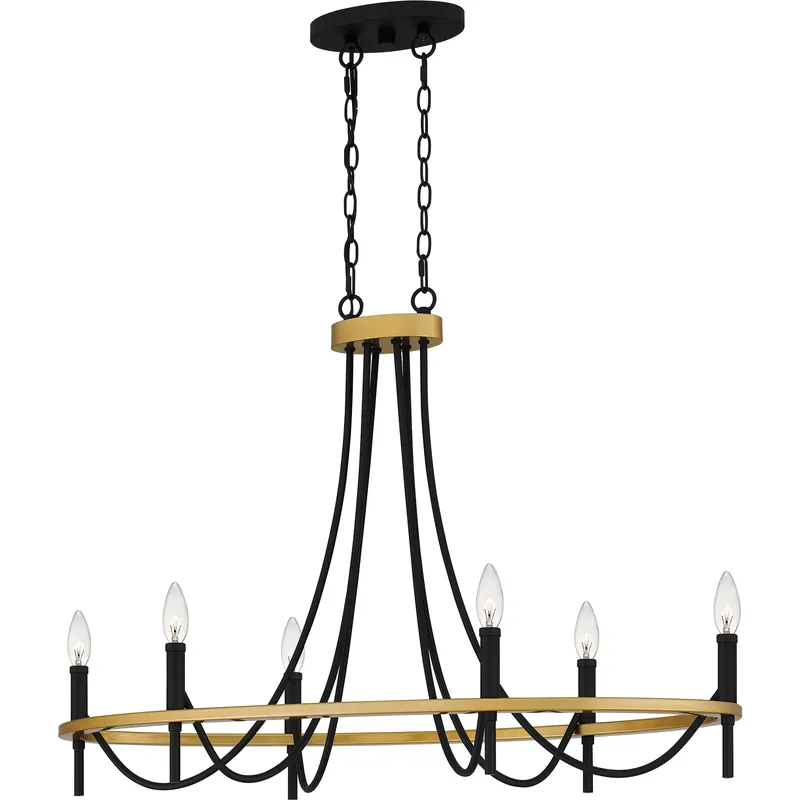 Quoizel Legare 6 Light 36 inch Matte Black Island Light Ceiling Light LGR636MBK - Open Box Best Choice