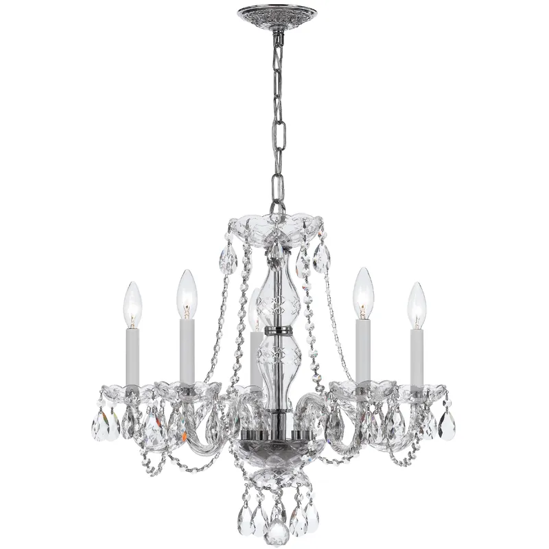 Last Chance Traditional Crystal 5 Light 21 inch Polished Chrome Chandelier Ceiling Light