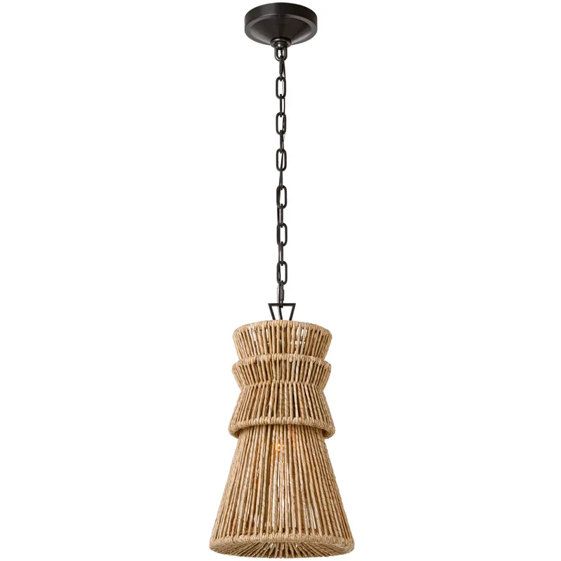 Super Sale Visual Comfort Signature Collection Chapman & Myers Antigua LED 10.5 inch Bronze and Natural Abaca Pendant Ceiling Light CHC5020BZ/NAB - Open Box