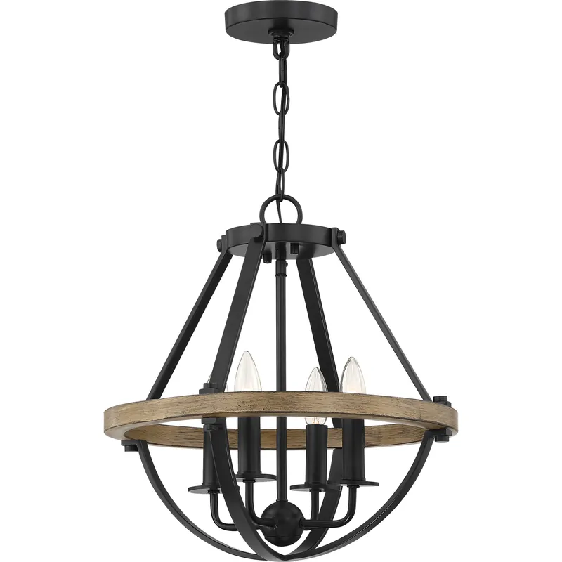 Big Sale Quoizel Bartlett 4 Light 16 inch Earth Black Pendant Ceiling Light BRL2816EK - Open Box