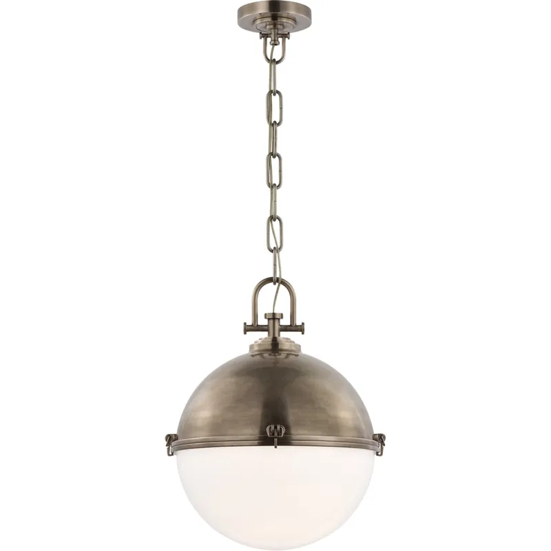 New Release Visual Comfort Signature Collection Chapman & Myers Adrian LED 17 inch Antique Nickel Globe Pendant Ceiling Light, Large CHC5491AN-WG - Open Box