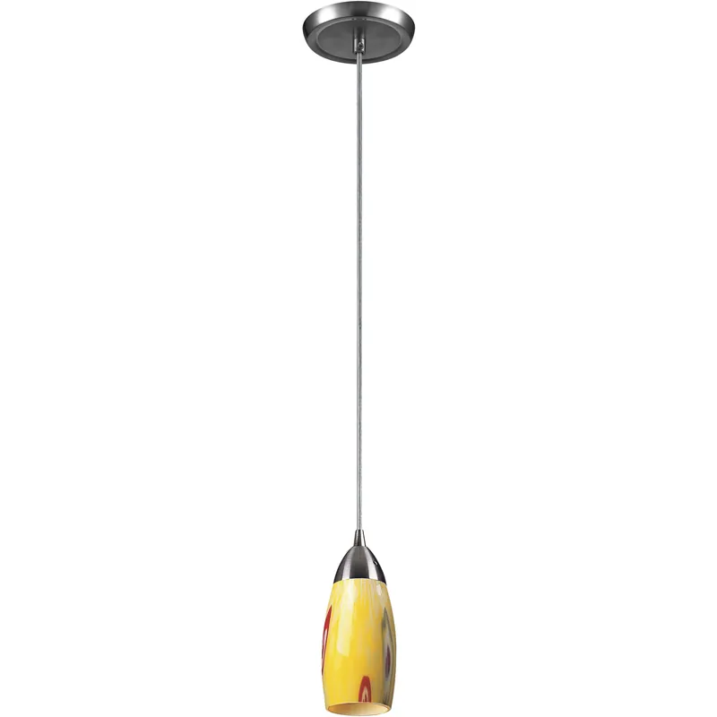ELK Milan 1 Light 3 inch Satin Nickel with Yellow Mini Pendant Ceiling Light in Yellow Blaze, Incandescent 110-1YW - Open Box Reduced Price