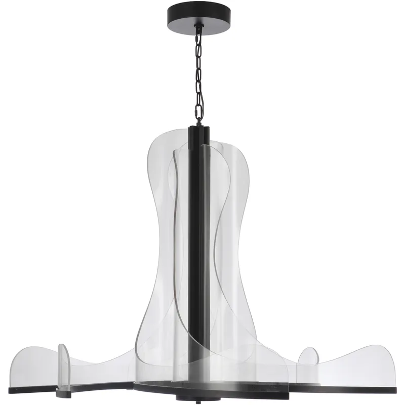 One Day Deal Estrella LED 47.25 inch Flat Black Chandelier Ceiling Light, 6 Arm