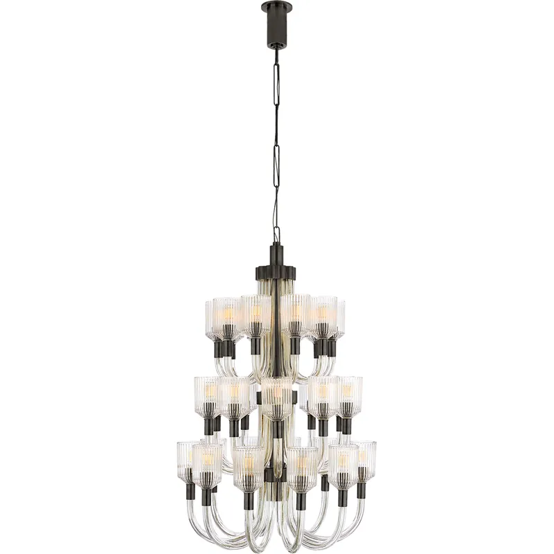 Seasonal Sale Kelly Wearstler Reverie 30 Light 28 inch Clear Ribbed Glass and Bronze Chandelier Ceiling Light