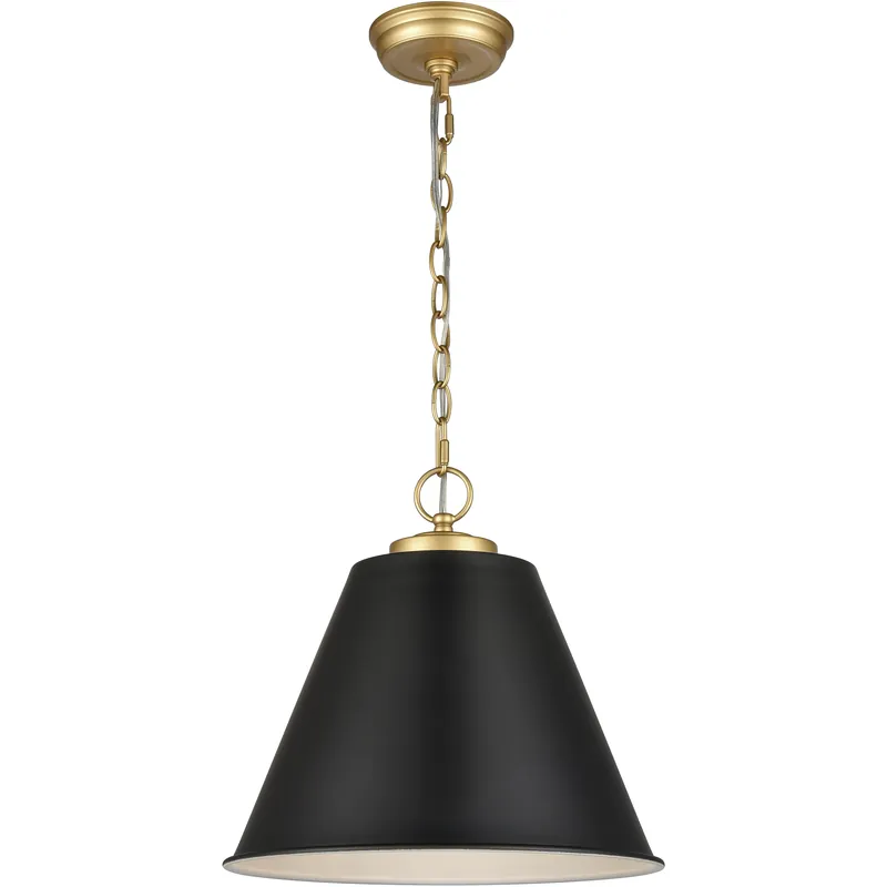 Elk Home Vellus 1 Light 14 inch Matte Black with Natural Antique Brass Pendant Ceiling Light in Matte Black/Natural Antique Brass 68164/1 - Open Box Discount
