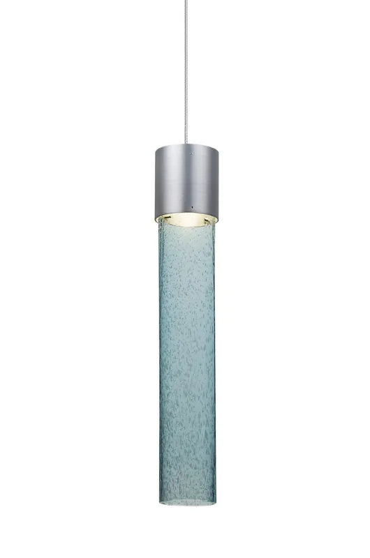 Besa Lighting Wanda LED Satin Nickel Pendant Ceiling Light in Blue Bubble Glass 1XT-WAND12BL-LED-SN - Open Box Must Have